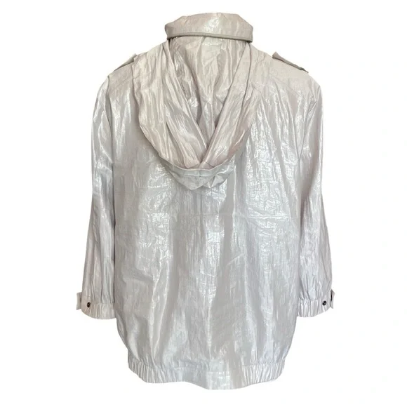 Chico’s Metallic Silver Windbreaker / Waterproof Jacket - Picture 8 of 14
